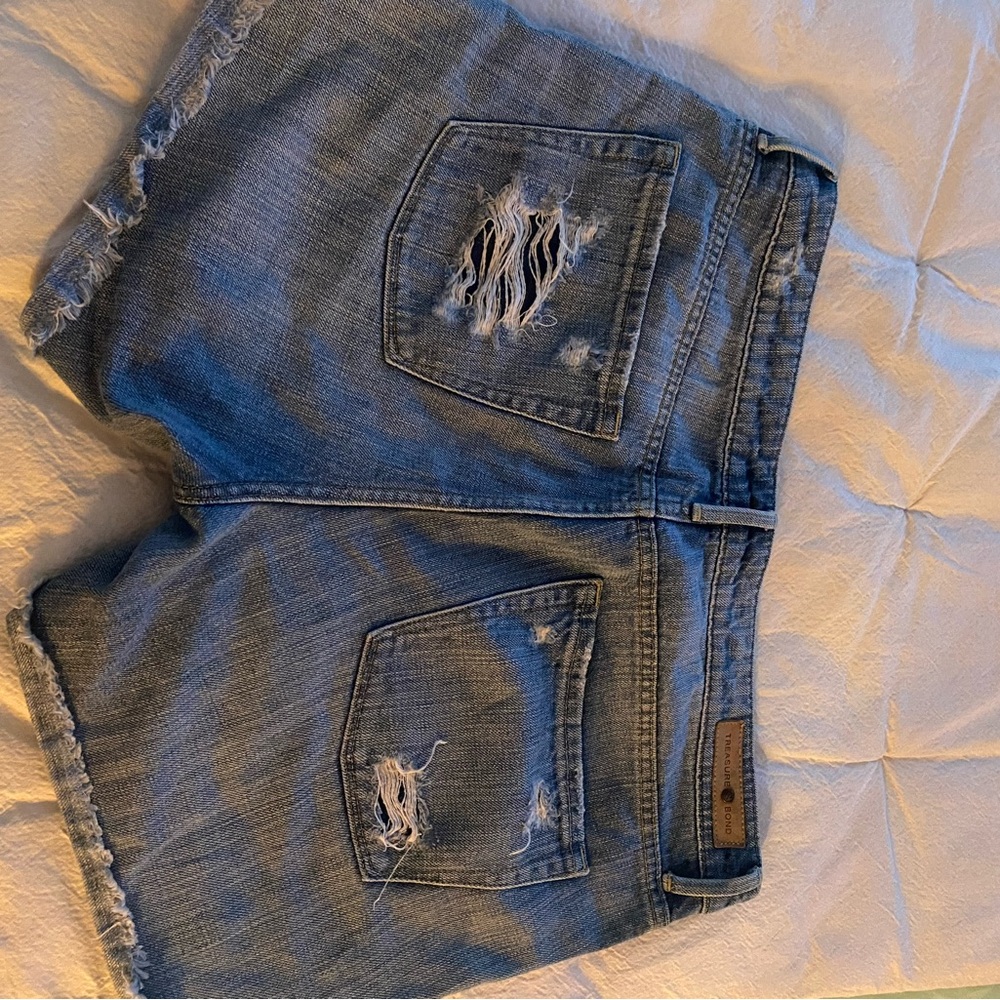 Treasure & Bond Blue Distressed Denim Jean Shorts - Picture 2 of 7